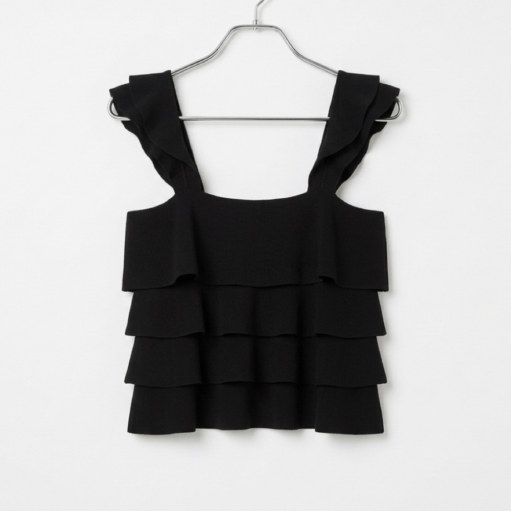 Marie Oliver Black Keaton Ruffle Tiered Top Size Small Sleeveless